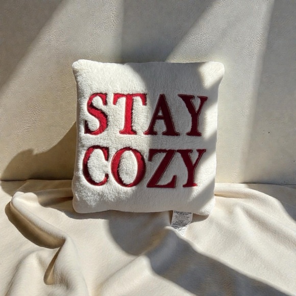 Other - Stay Cozy White and Red Holiday Pillow